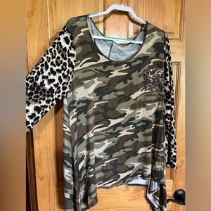 Boutique Camo/Leopard top
